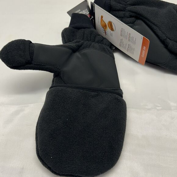 Polortec Classic 200 Black Fleece Fingerless Gloves Convertible Mittens 3-4 XL - Picture 4 of 6